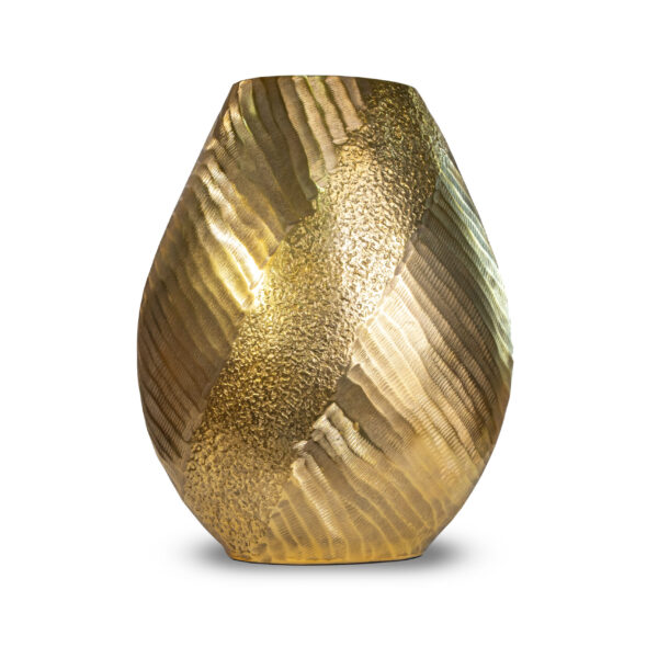 VASE HAMMERED/GRIND (LG) GOLD 45X38 CM